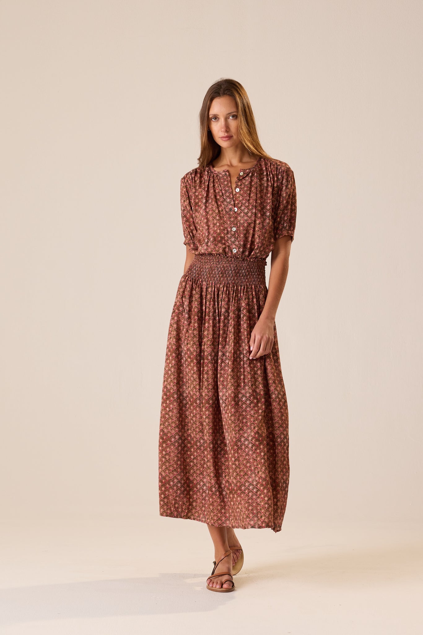 Bella Skirt in Scallop Rosewood