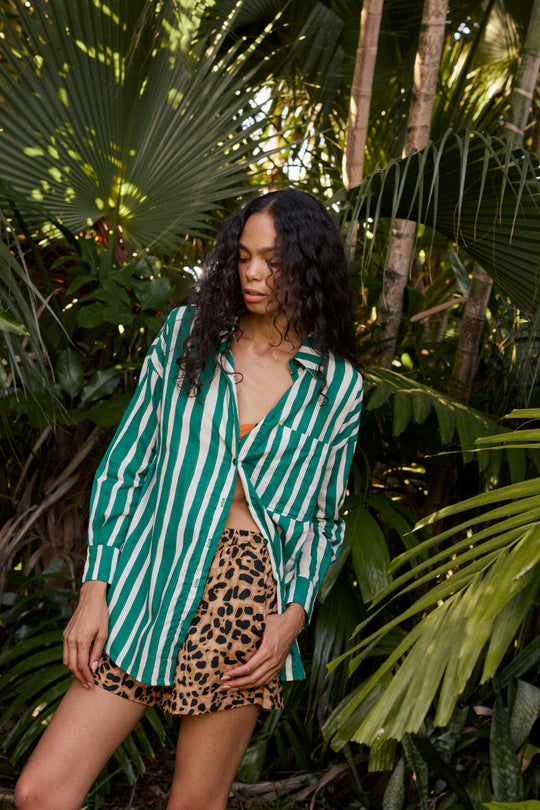 Jennifer Shirt in Batik Stripe Lawn