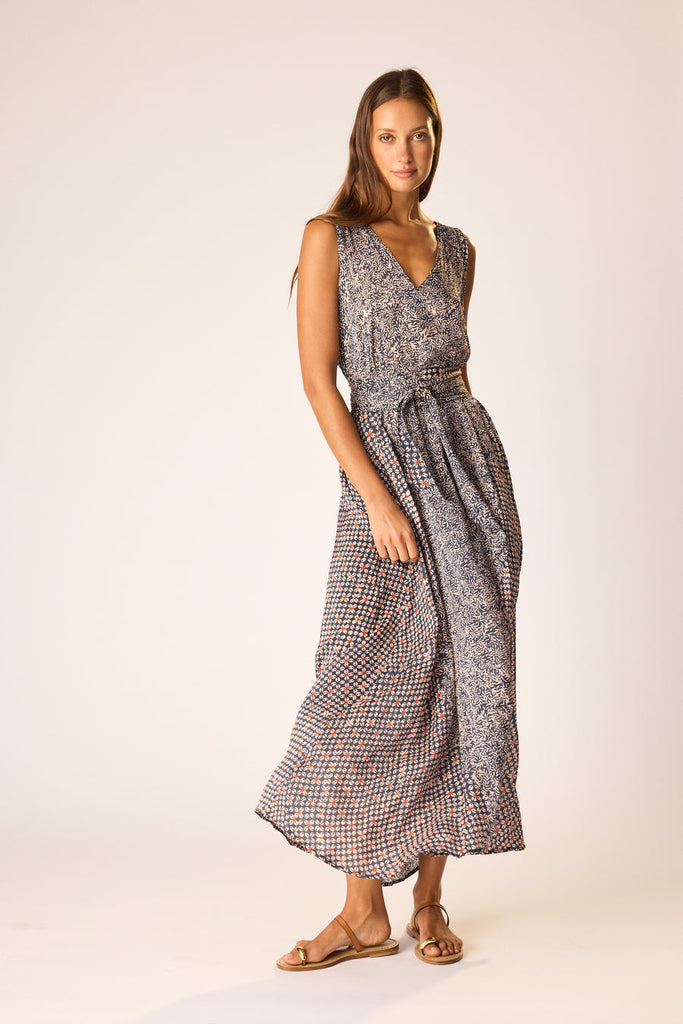 Tova Maxi with Sash Belt in Delphi Ink