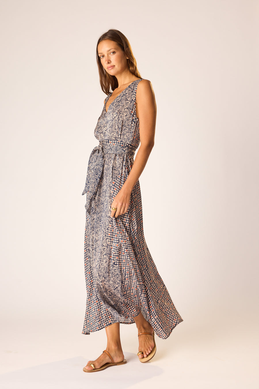 Tova Maxi with Sash Belt in Delphi Ink