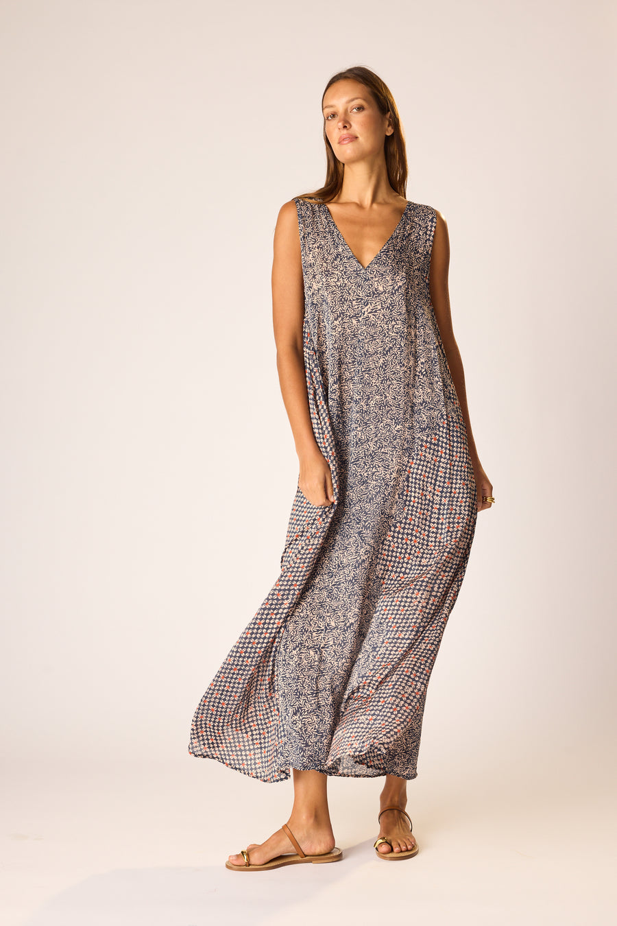 Tova Maxi with Sash Belt in Delphi Ink