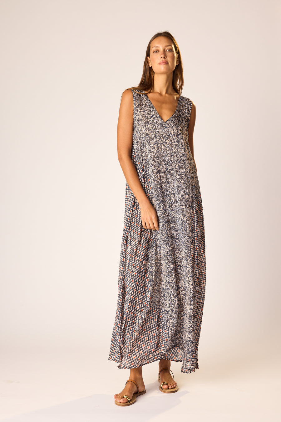 Tova Maxi with Sash Belt in Delphi Ink
