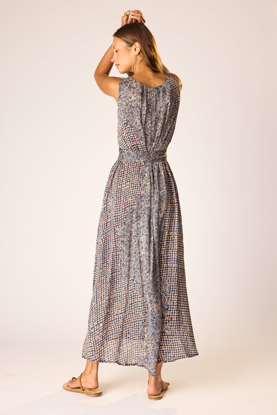 Tova Maxi with Sash Belt in Delphi Ink