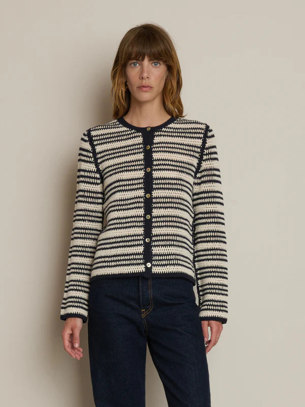 Crochet Cardigan in Crochet Seascape Stripe