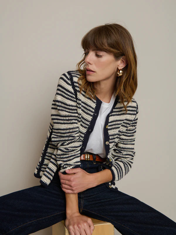 Crochet Cardigan in Crochet Seascape Stripe