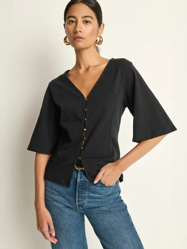 Gisela Half Sleeve Top in Jet Black