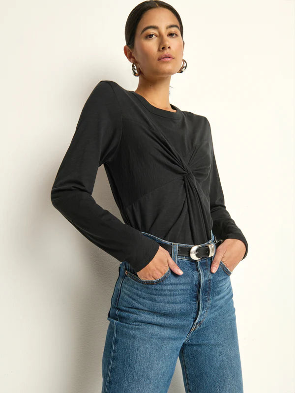 Marion Twist Front Tee in Jet Black