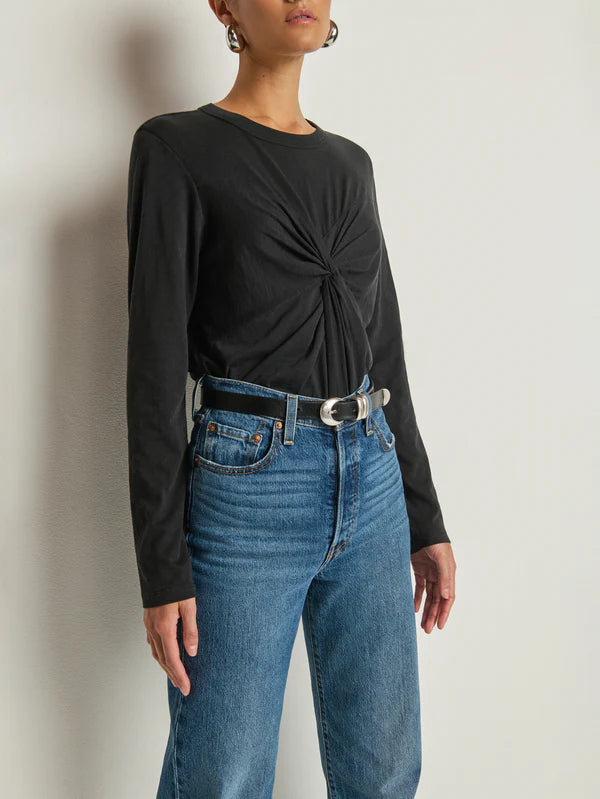 Marion Twist Front Tee in Jet Black