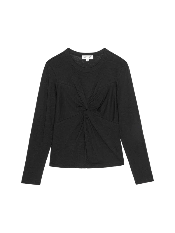 Marion Twist Front Tee in Jet Black
