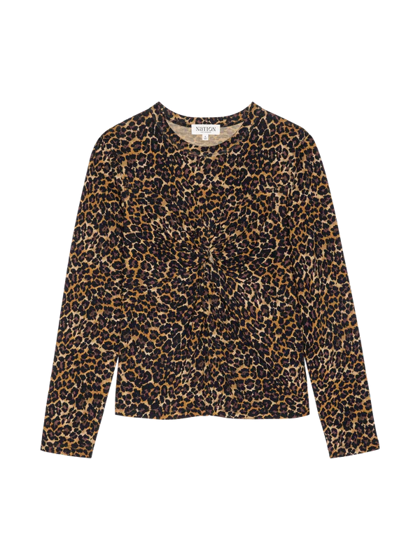 Marion Twist Front Tee in Winter Leopard