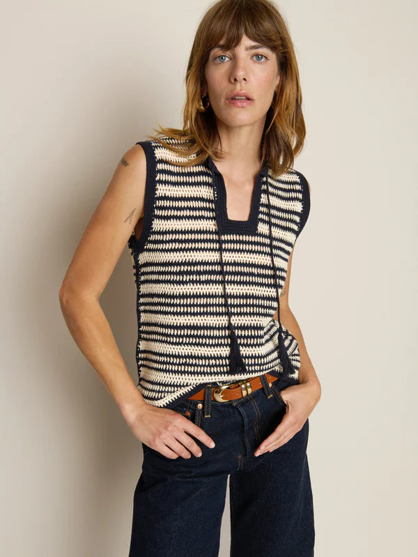 Priscilla Crochet Tank in Seascape Stripe
