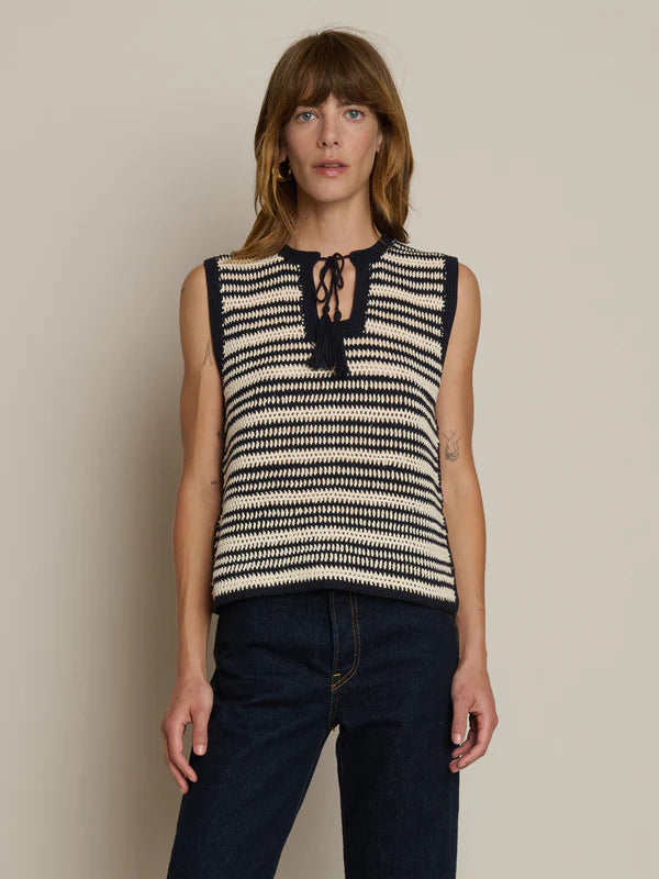 Priscilla Crochet Tank in Seascape Stripe
