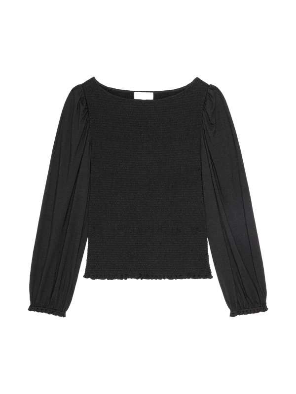Aidan Smocked Top in Jet Black
