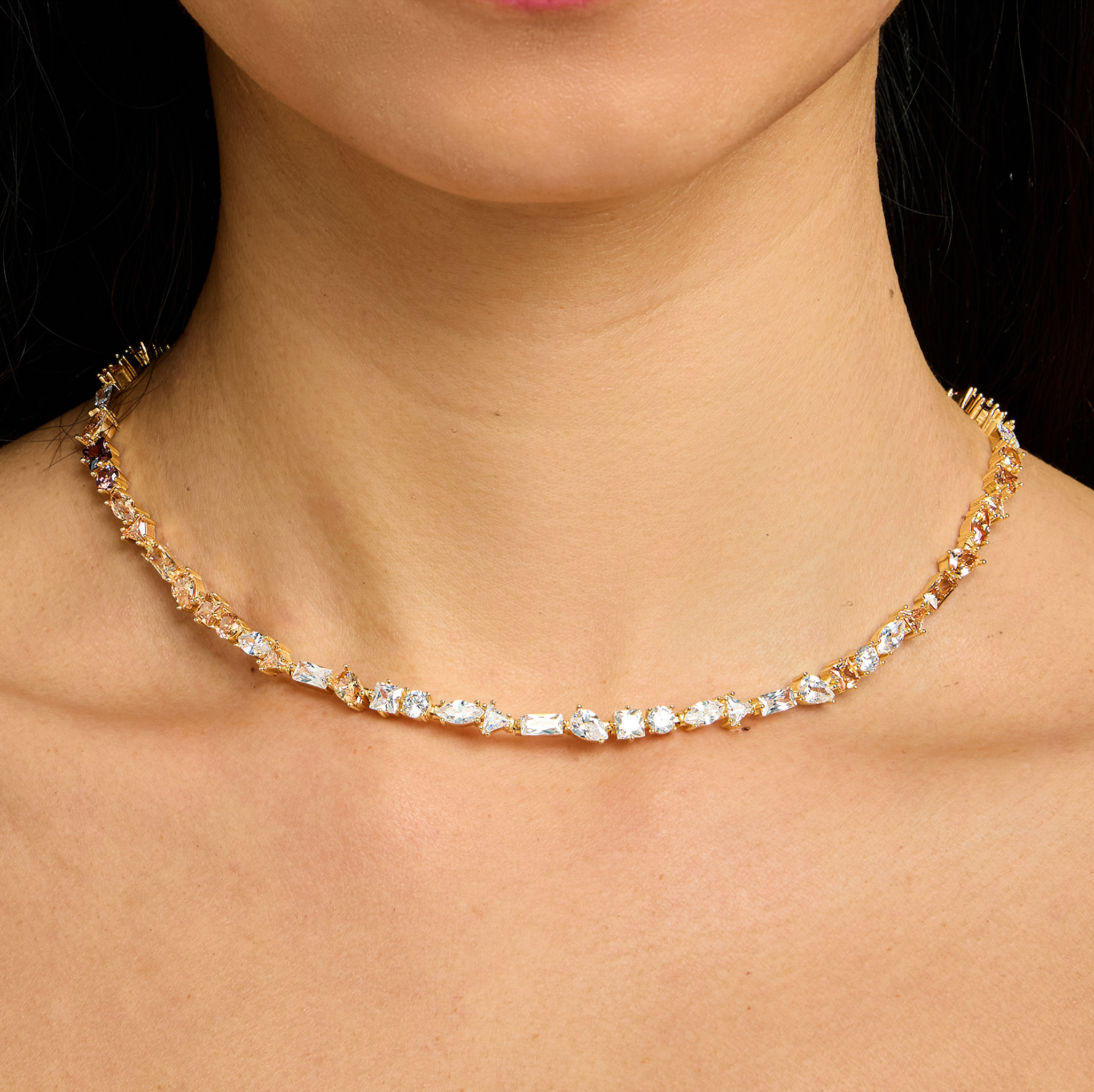 Julie Necklace in Gold and Espresso Color Crystals