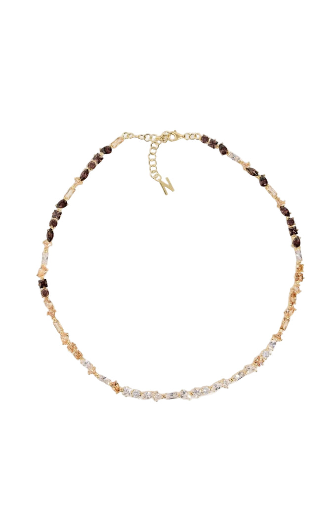 Julie Necklace in Gold and Espresso Color Crystals