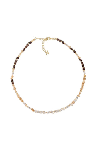 Julie Necklace in Gold and Espresso Color Crystals