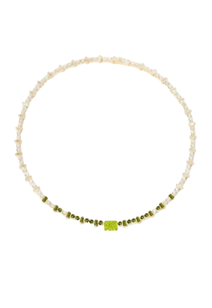 Milo Tennis Necklace in Gold and Peridot Crystals