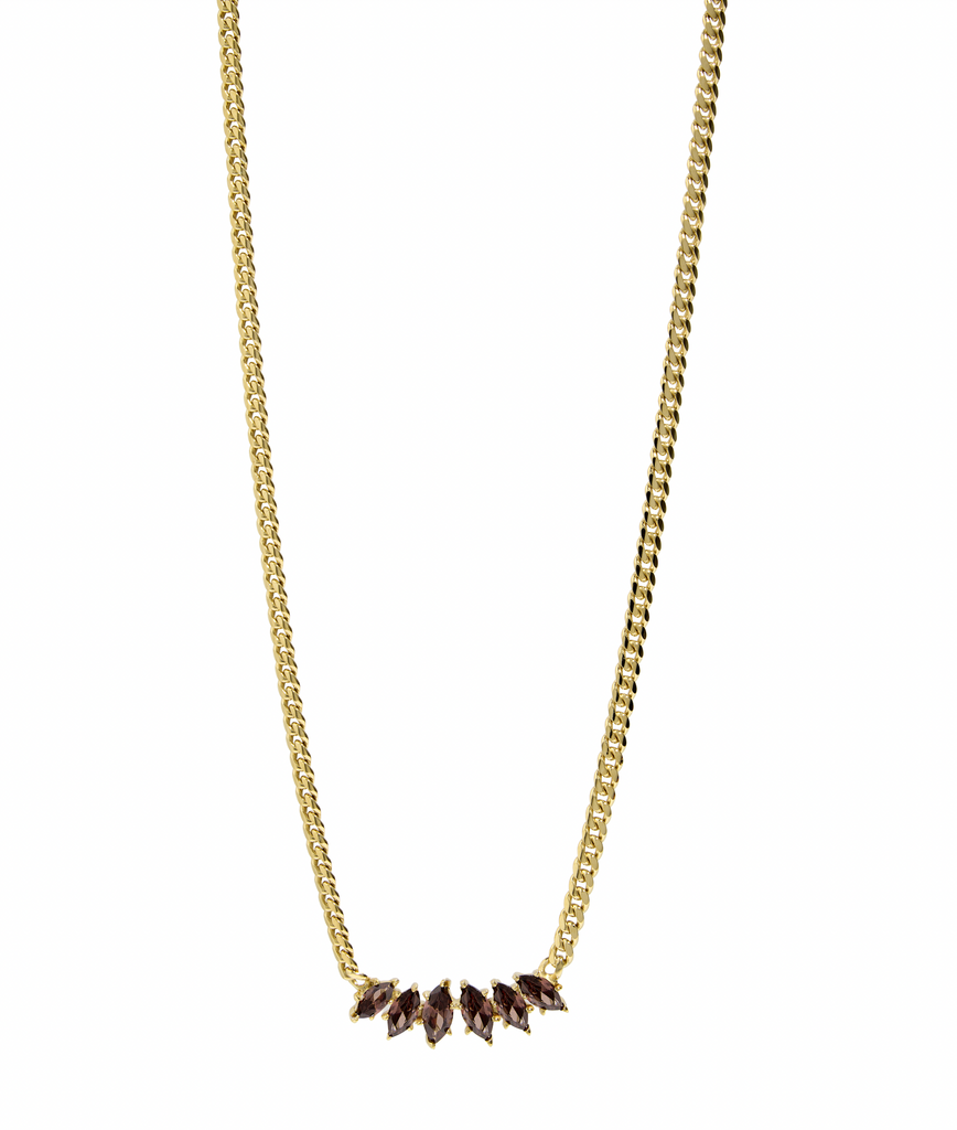 Sarai Necklace in Gold and Espresso Crystals