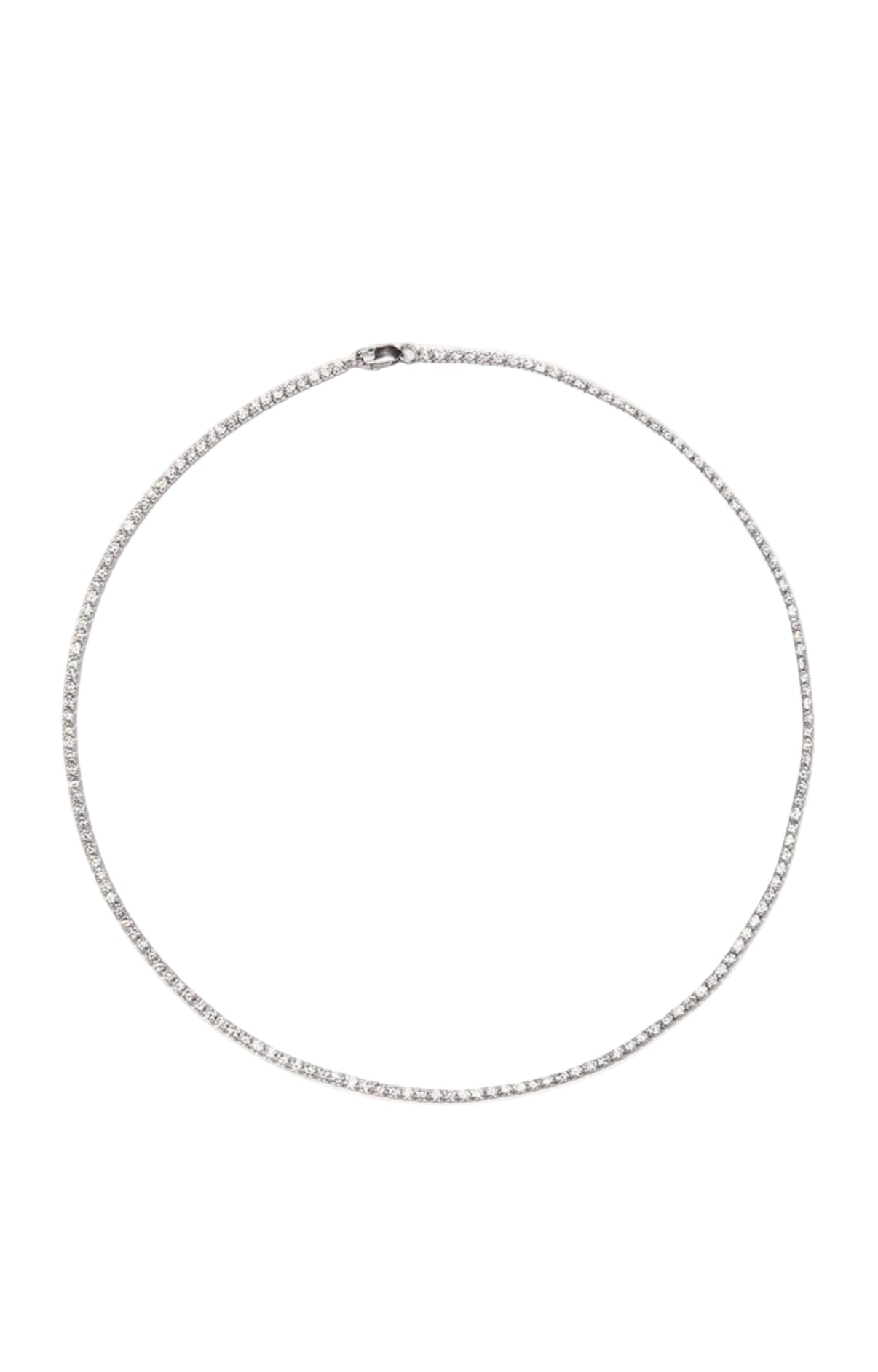 Tish Tennis Necklace in White Rhodium and Clear Crystals