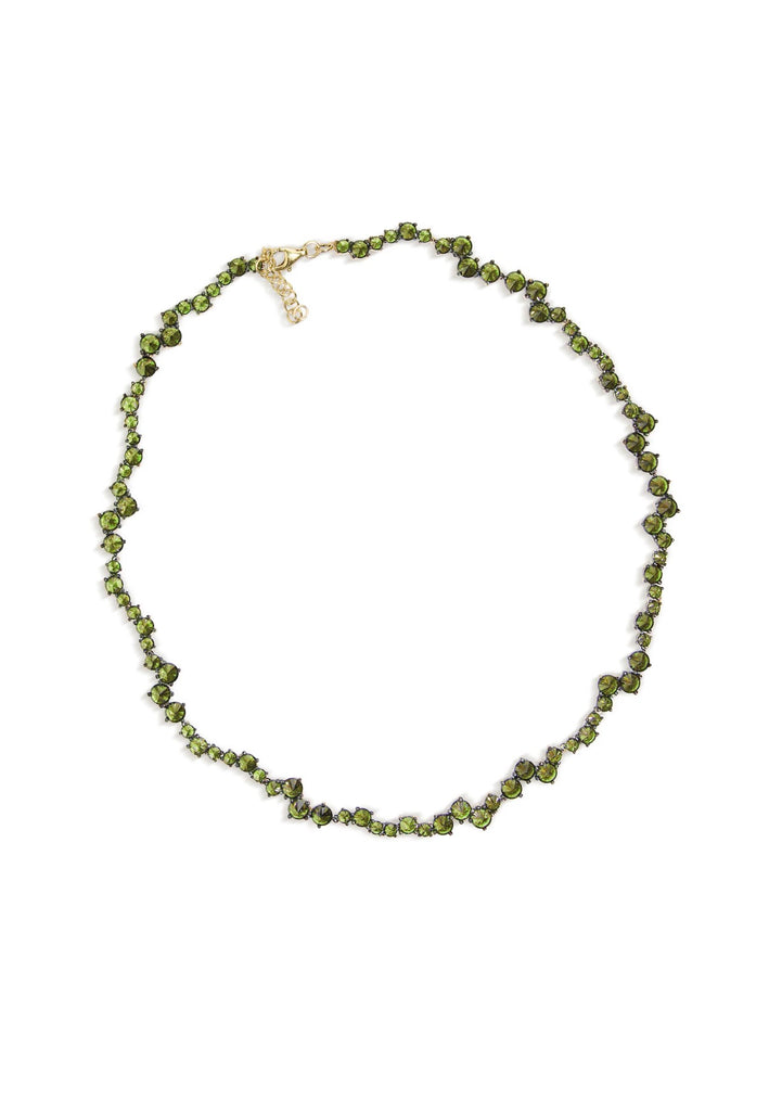 Ziggy Tennis Necklace in Gold and Peridot