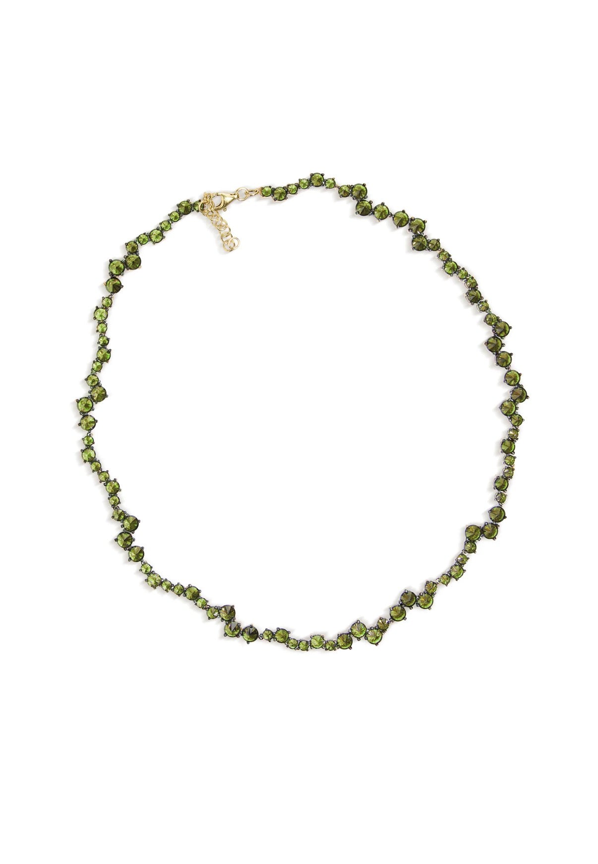 Ziggy Tennis Necklace in Gold and Peridot