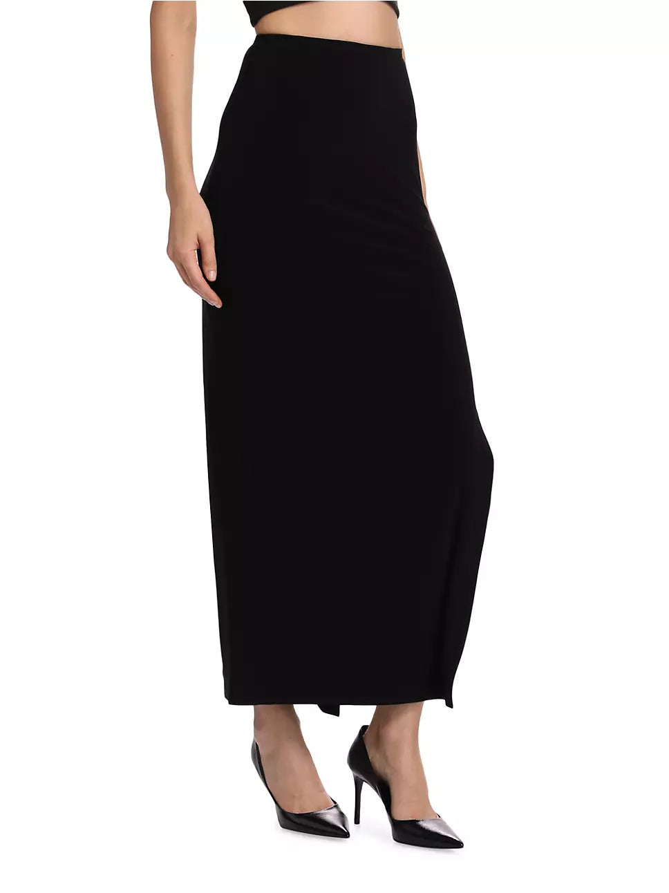 Side Slit Long Skirt in Black