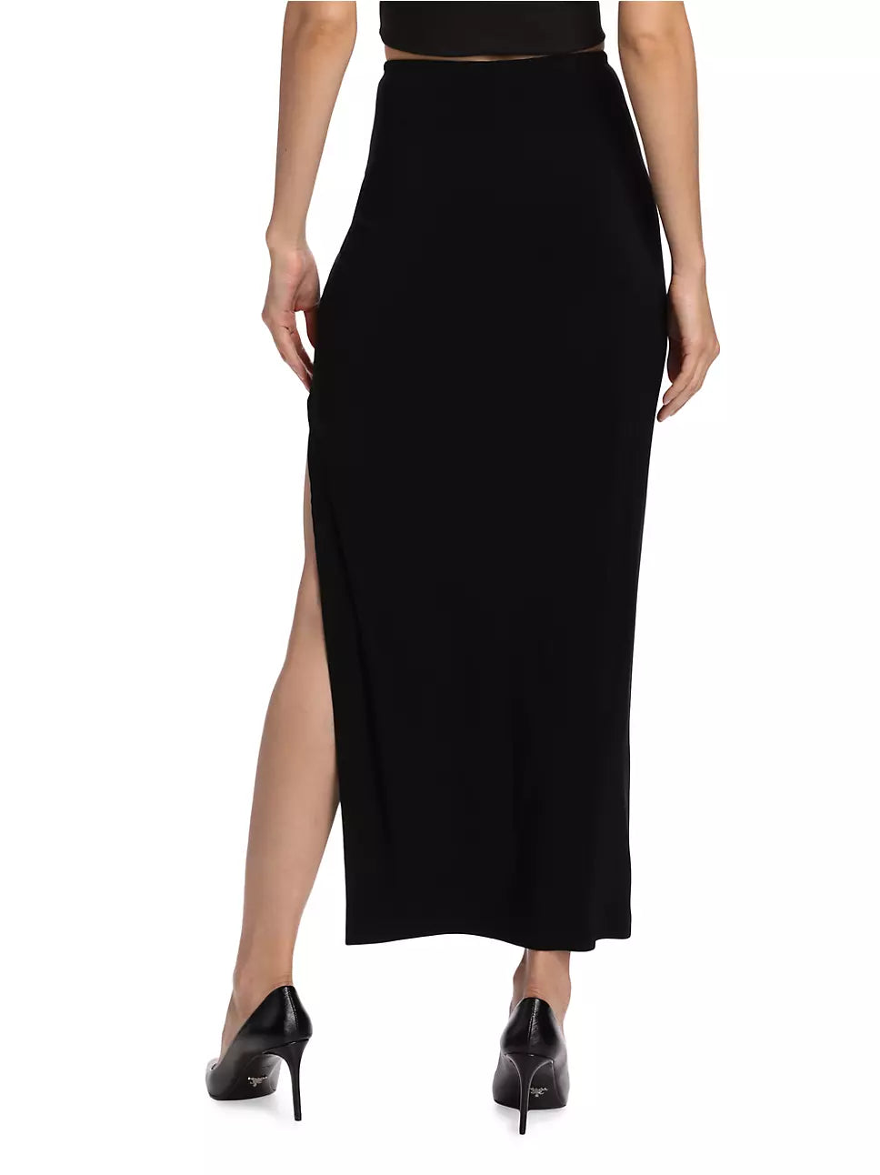 Side Slit Long Skirt in Black