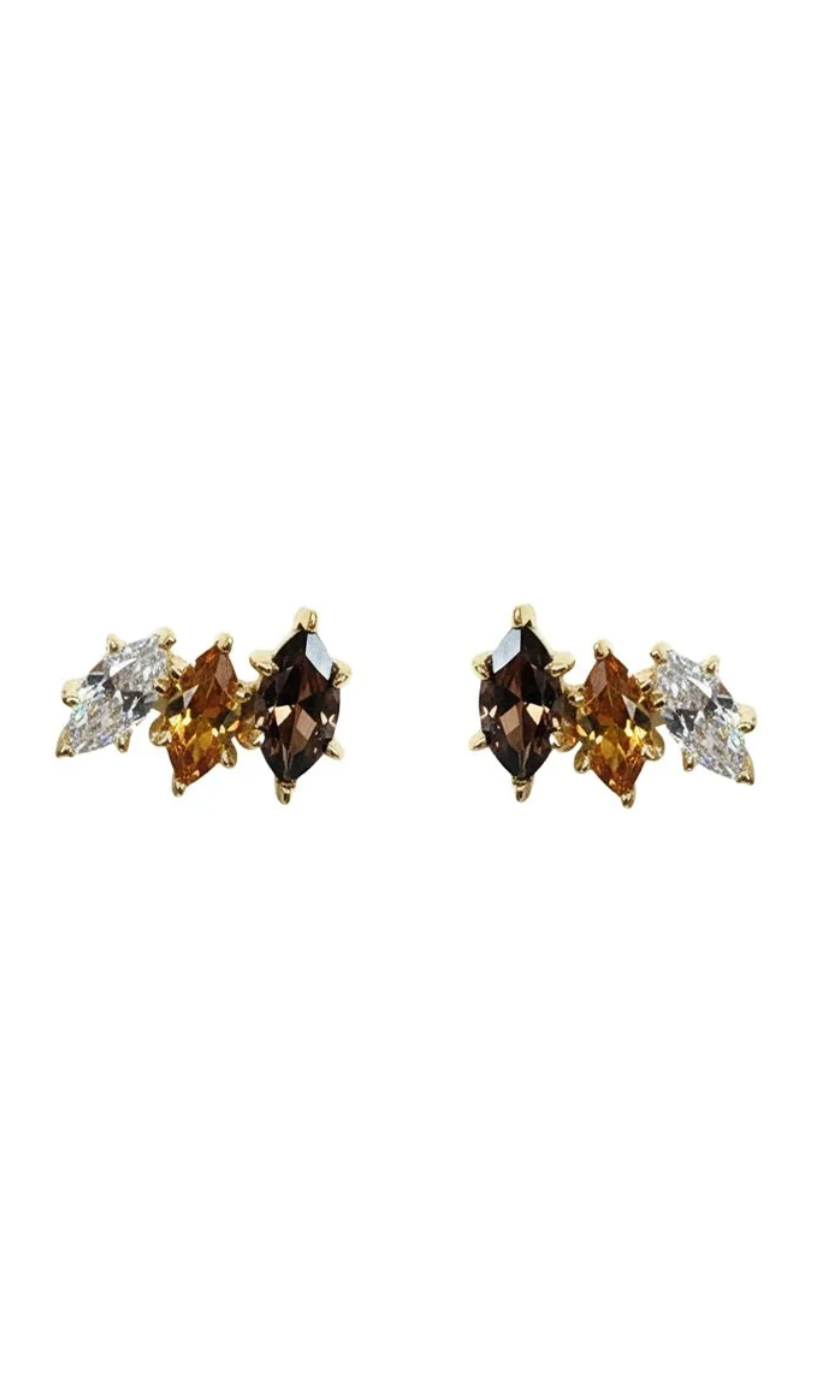 Olivia Earrings in Gold and Leopard Color Crystals