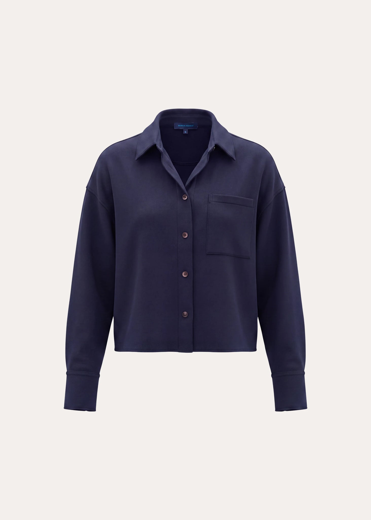 Brushed French Terry Boxy Shirt in Dark Navy