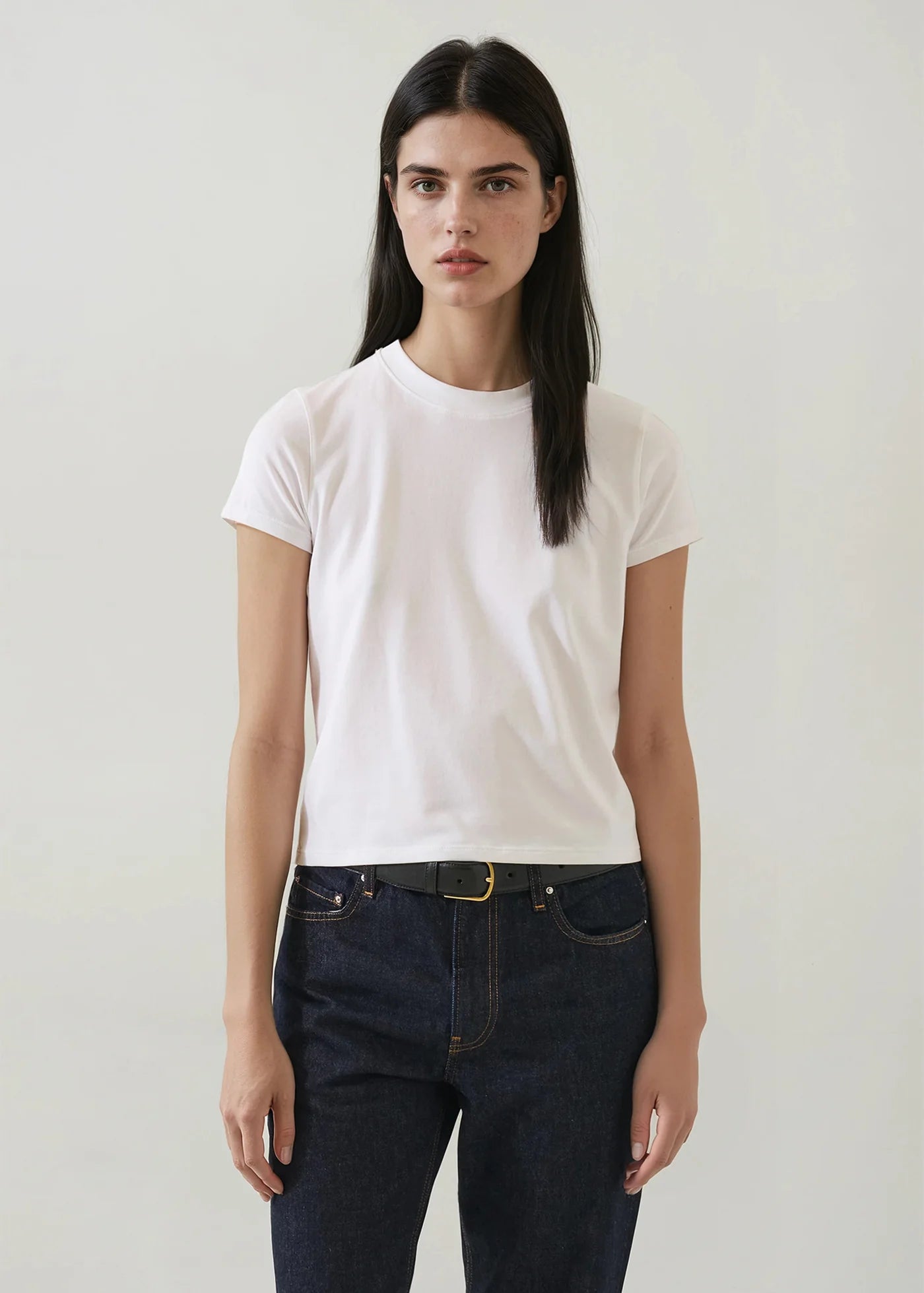 Pima Stretch Short Sleeve Baby Tee in White
