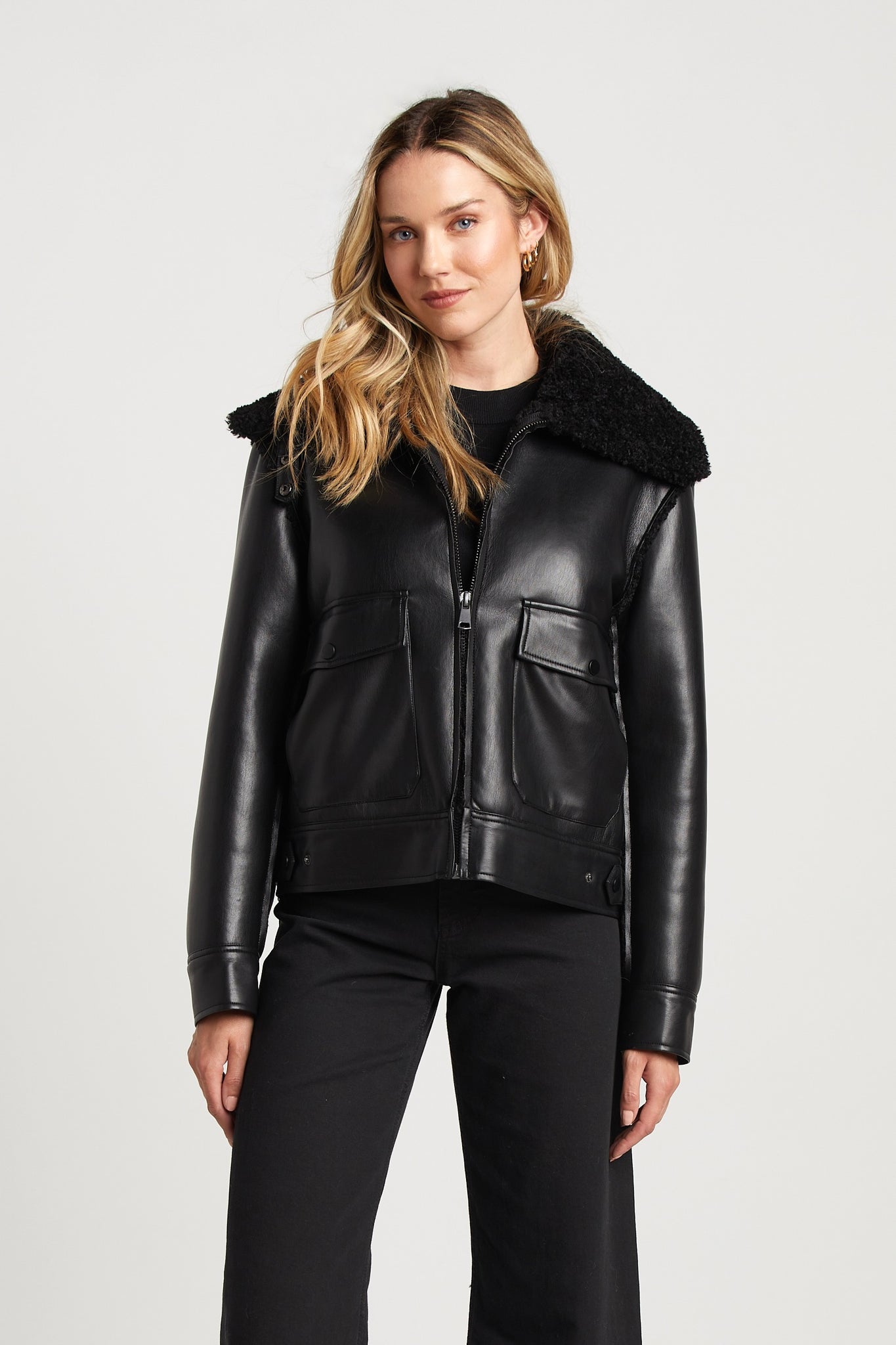 Parker Bonded Aviator Jacket in Black