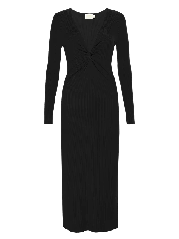 Phedra Twisted Dress in Jet Black