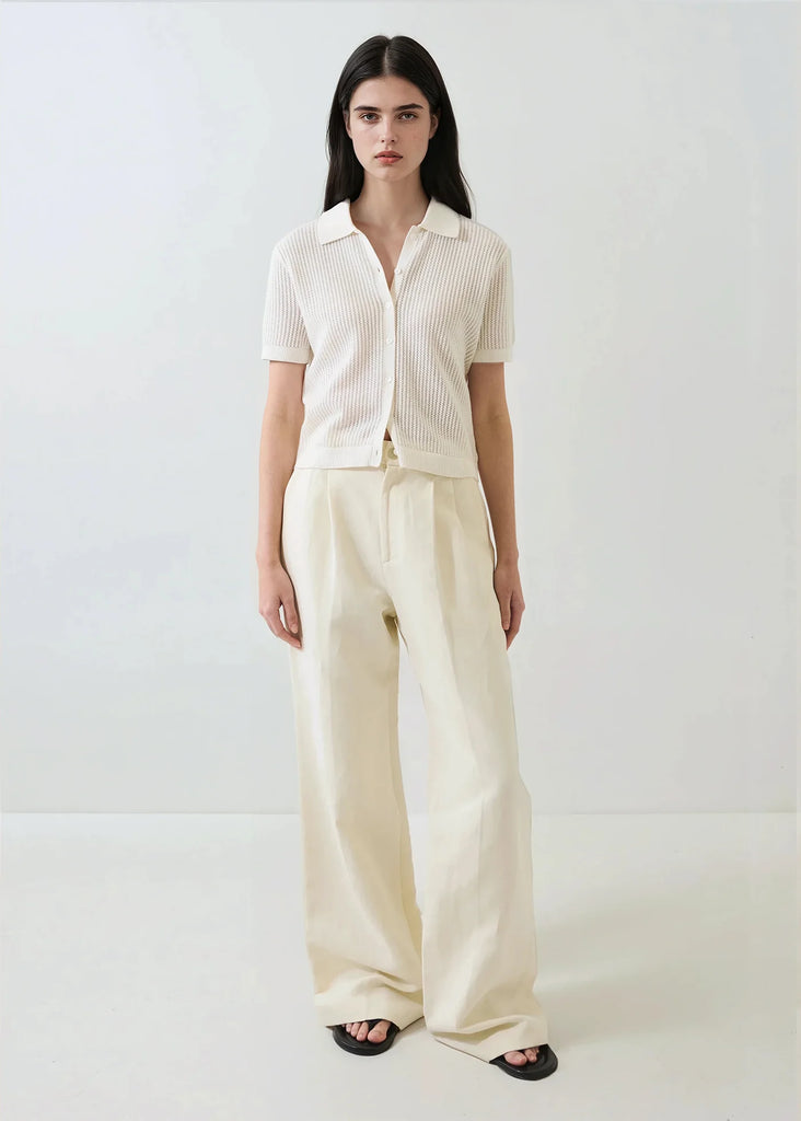 Cotton Cashmere Button Up Knit in White