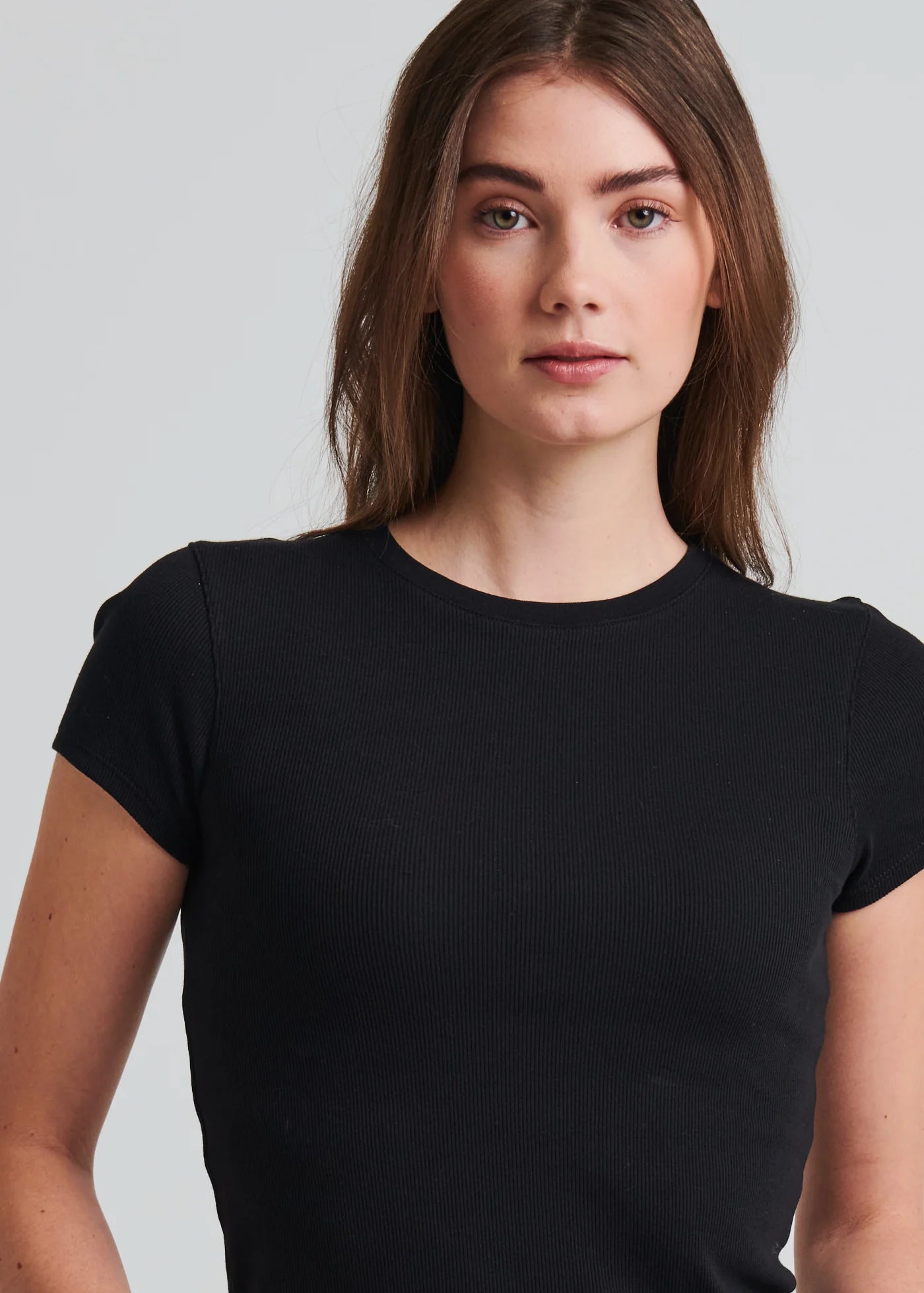 Cotton Modal Rib Baby Tee in Black