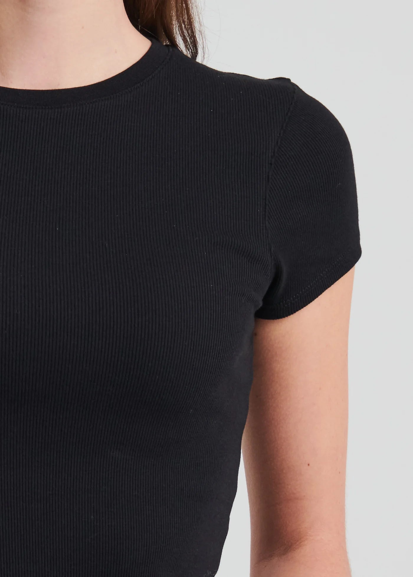 Cotton Modal Rib Baby Tee in Black