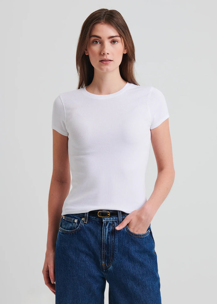 Cotton Modal Rib Baby Tee in White
