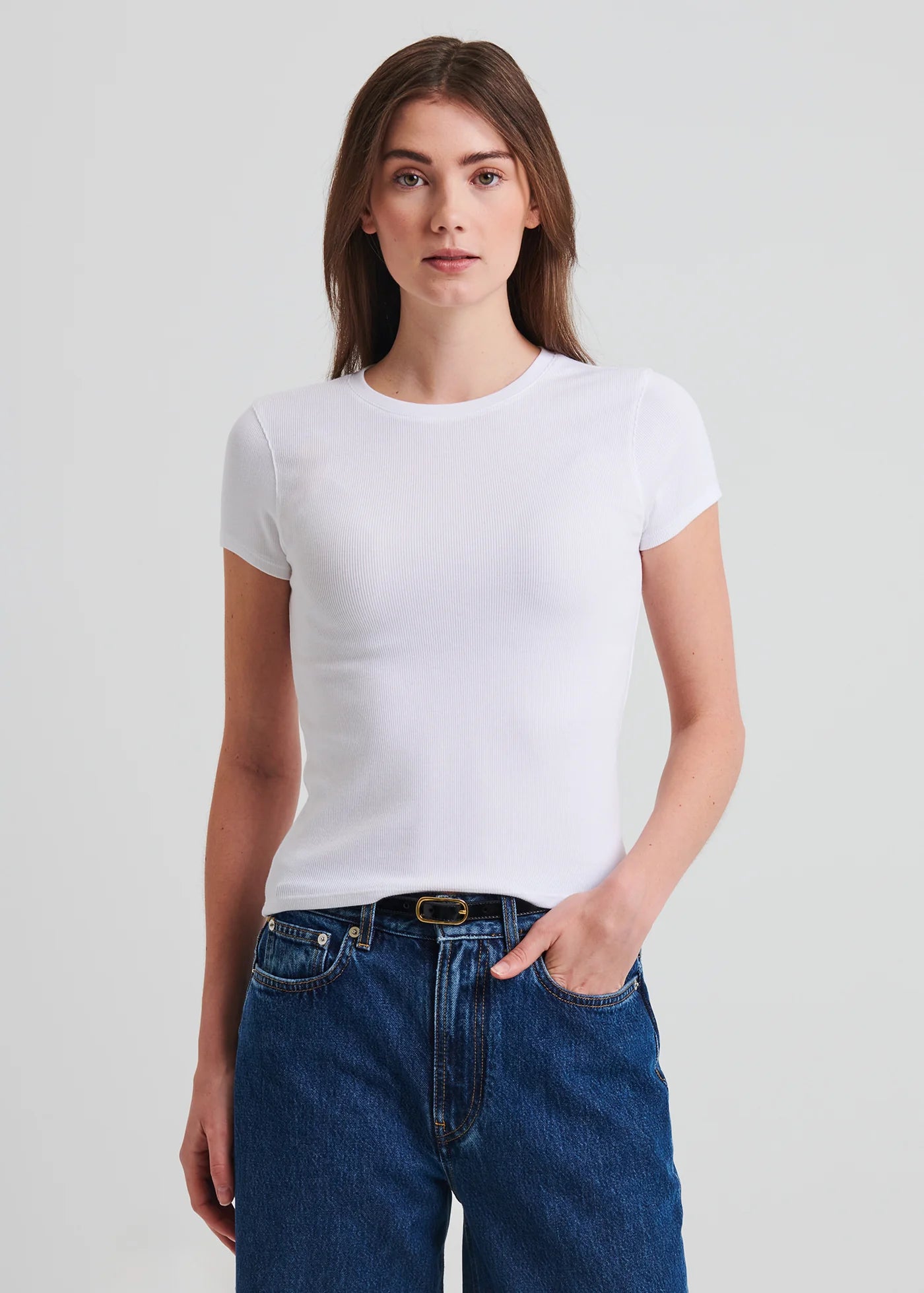 Cotton Modal Rib Baby Tee in White