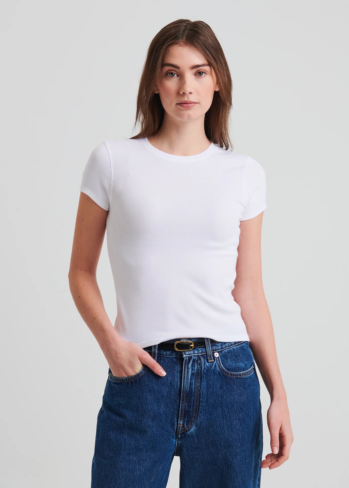 Cotton Modal Rib Baby Tee in White