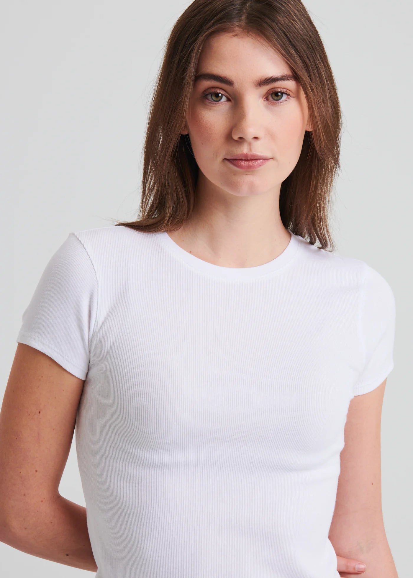Cotton Modal Rib Baby Tee in White