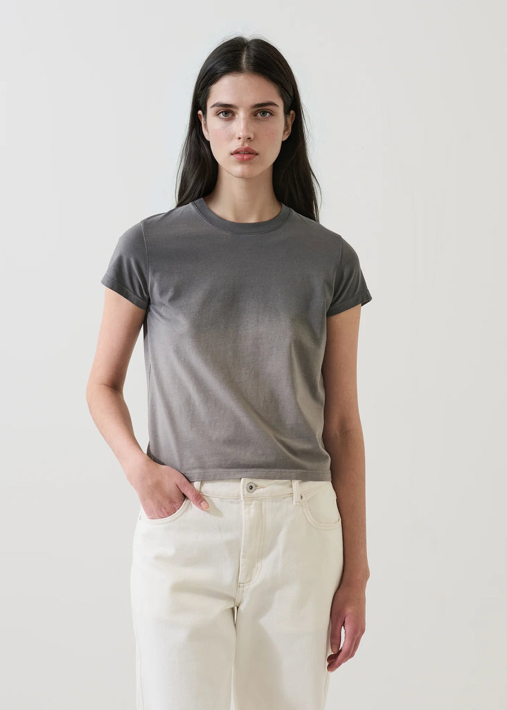 Iconic Fade Wash Crew Baby Tee in Greyscale