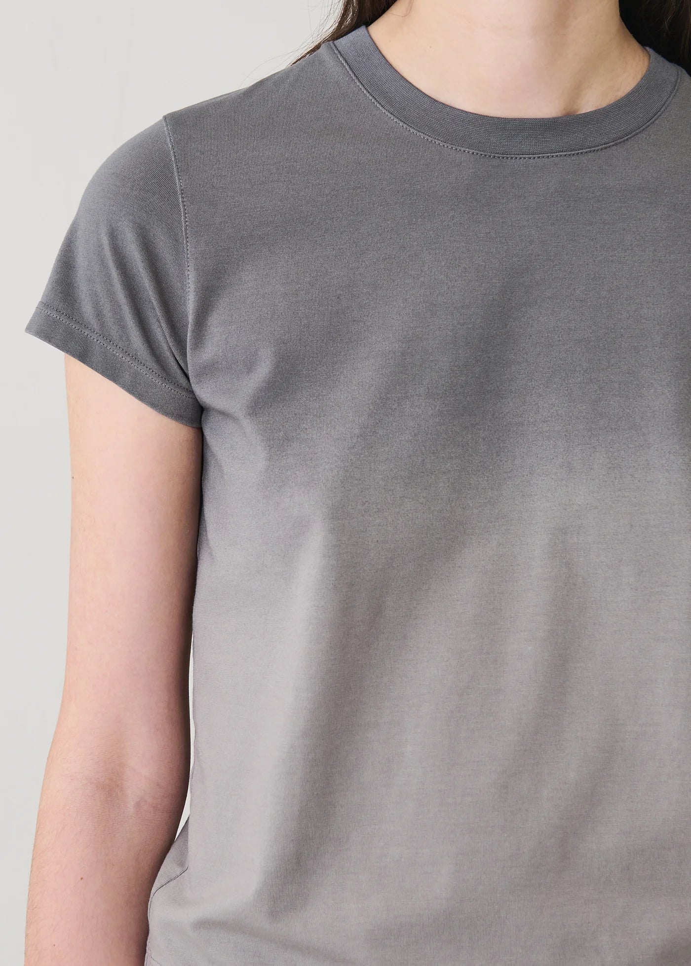 Iconic Fade Wash Crew Baby Tee in Greyscale