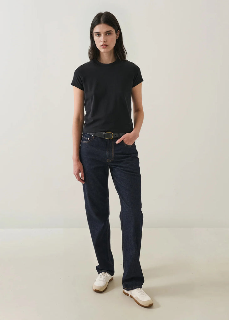 Iconic Pima Stretch Baby Tee in Black