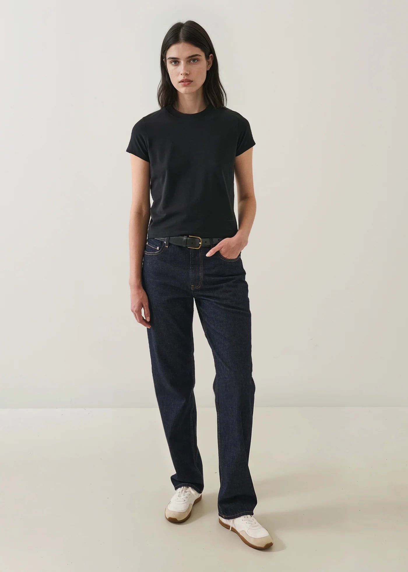 Iconic Pima Stretch Baby Tee in Black