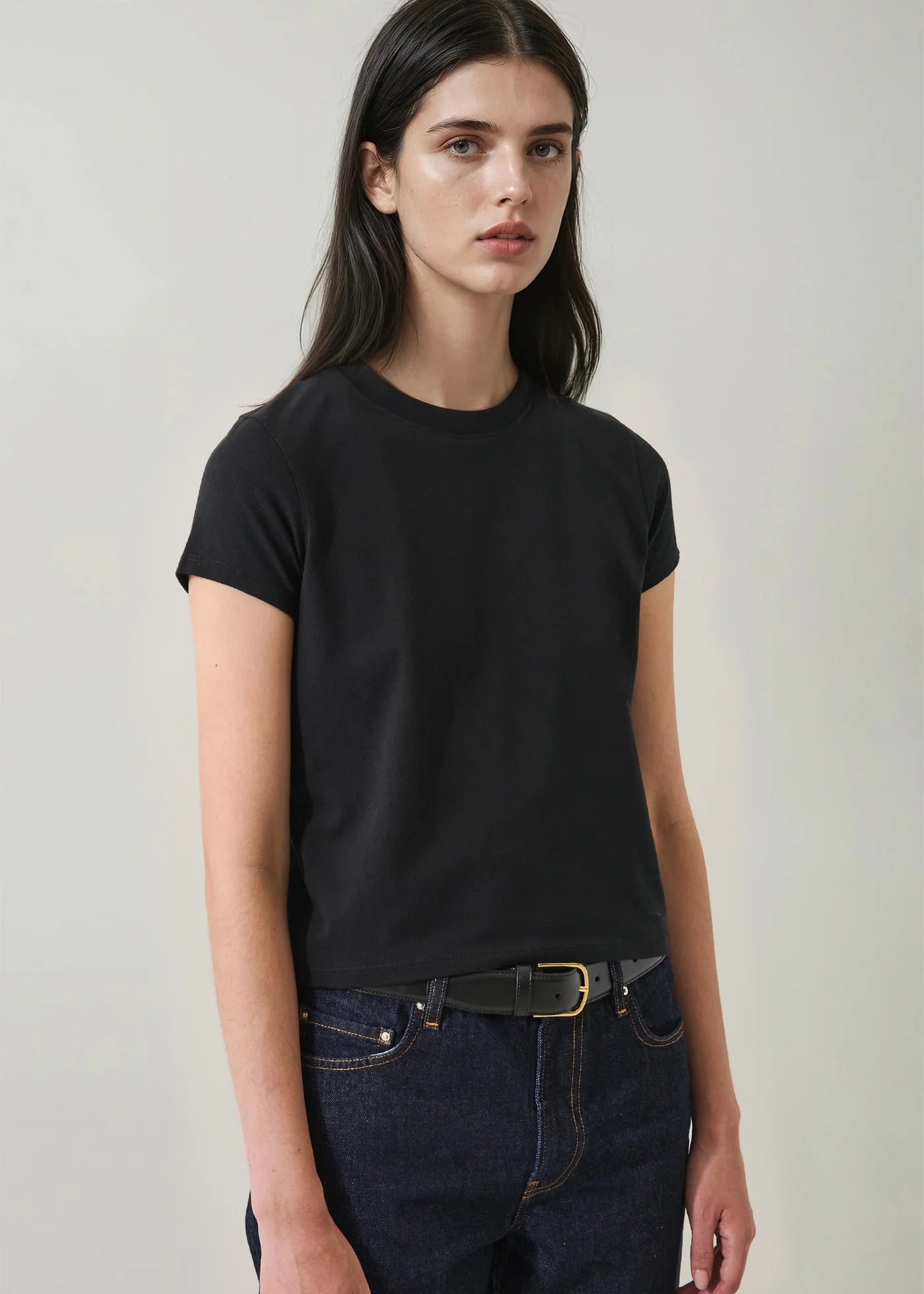 Iconic Pima Stretch Baby Tee in Black