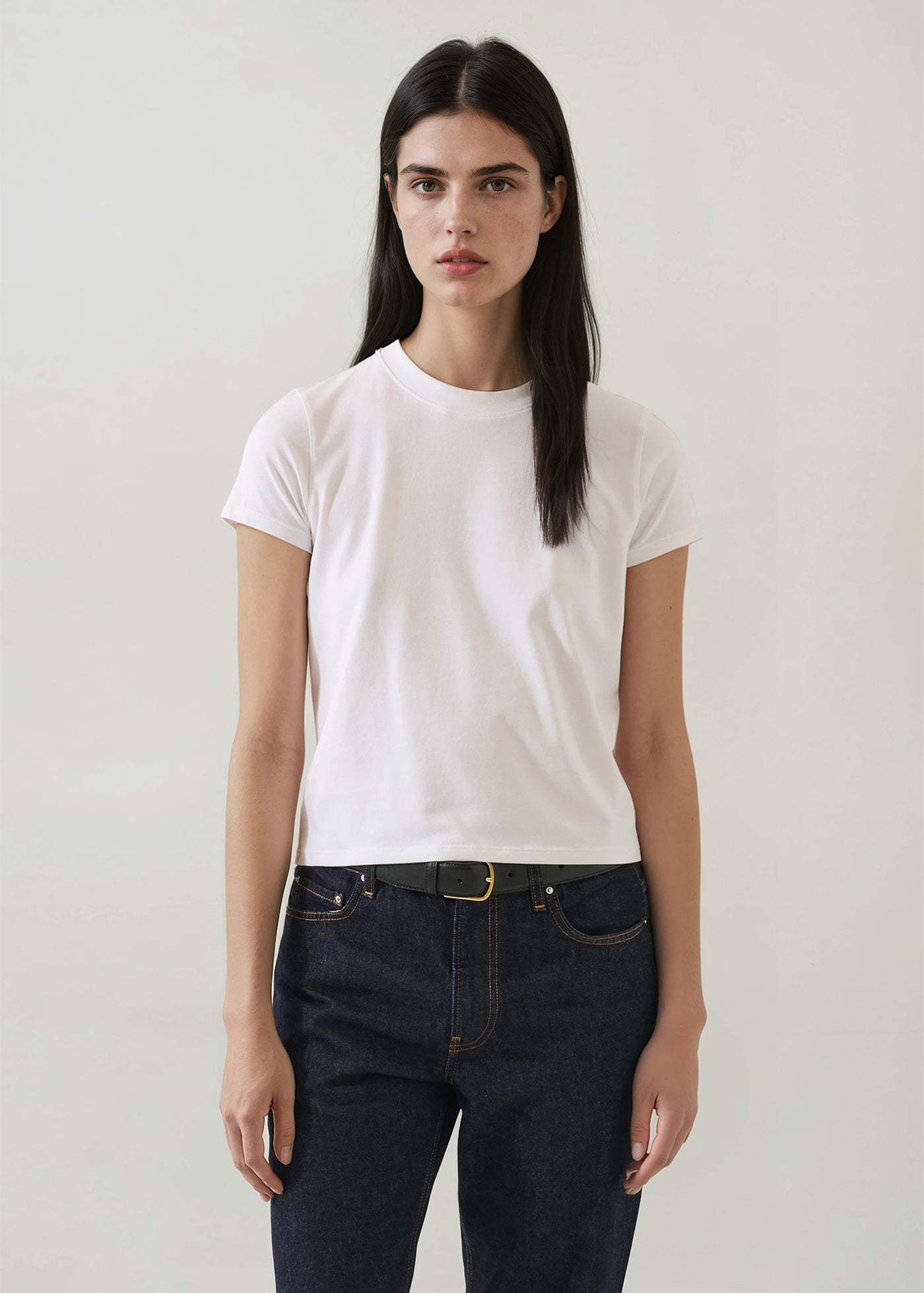 Iconic Pima Stretch Baby Tee in White