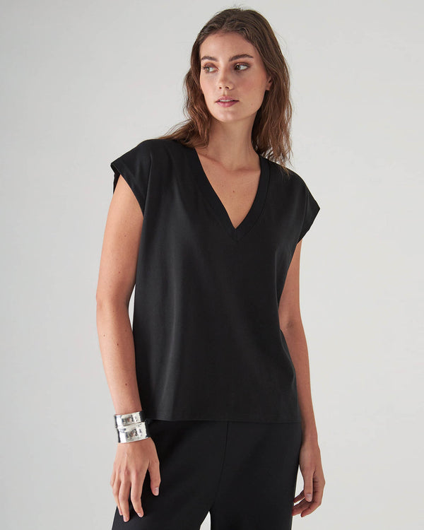 Iconic Vneck Dolman Tee in Black