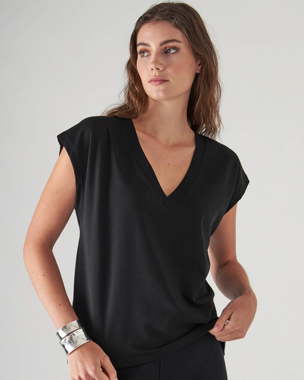 Iconic Vneck Dolman Tee in Black