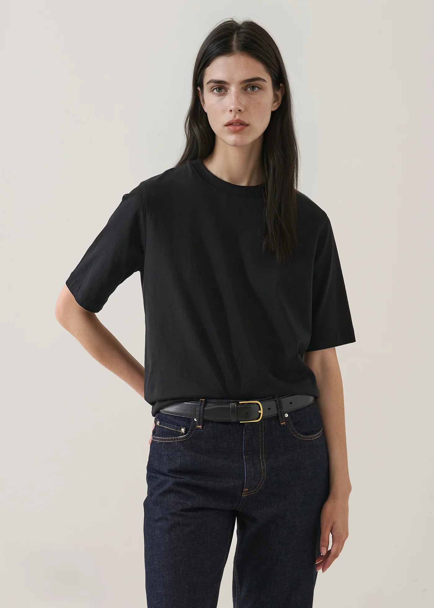 Organic Cotton Relaxed Crew in Black