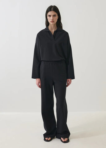Pima Cotton French Terry Relaxed Pant in Black