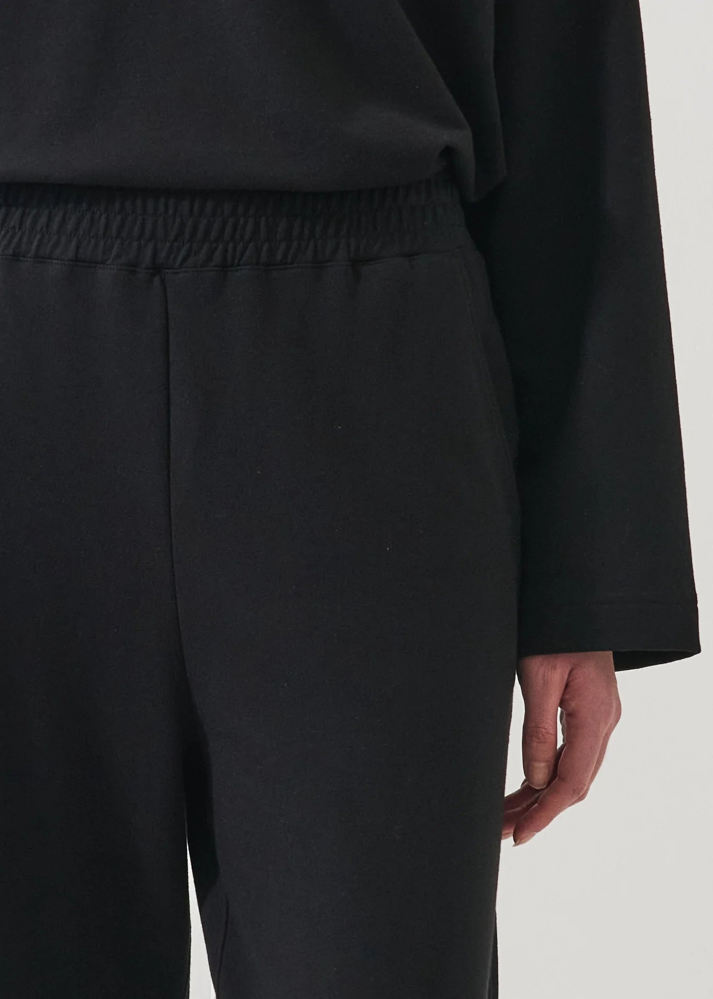 Pima Cotton French Terry Relaxed Pant in Black